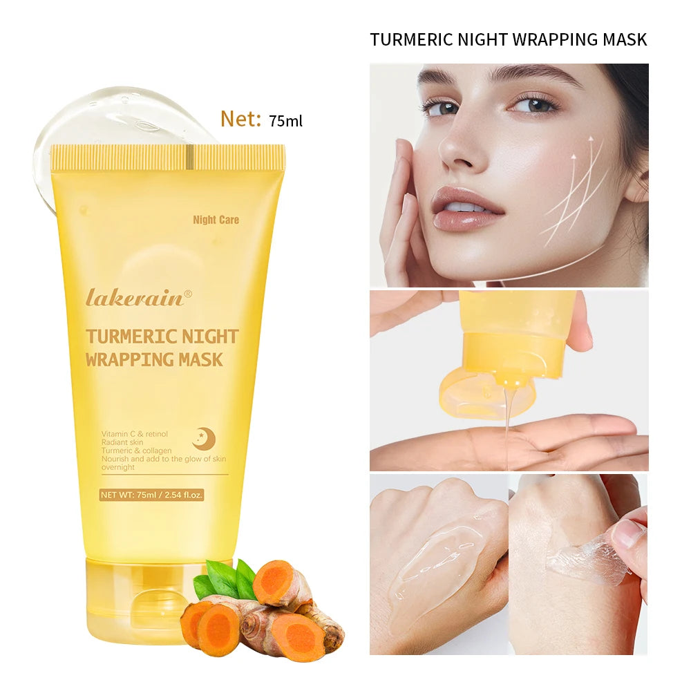 75ml Turmeric Night Wrapping Mask Collagen Face Mask Collagen Deep Hydration Moisturizing Sleeping Peel Off Mask Skin Care Peaceful Pleasures Health and Wellness 1pcs