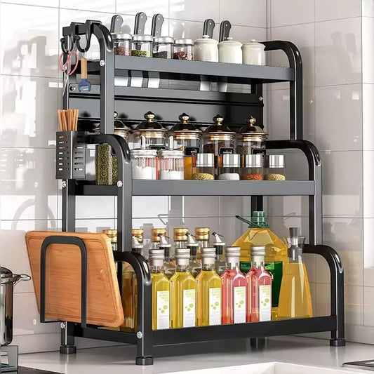 Modern Household Kitchen Spice Rack Countertop Storage Organizer Multifunctional Shelving Unit For Cooking Essentials Peaceful Pleasures Health and Wellness