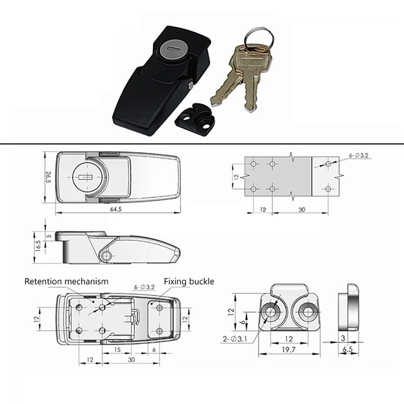 High Quality Cabinet Black Coated Metal Hasp Latch DK604 Security Toggle Lock With Two Keys Peaceful Pleasures Health and Wellness
