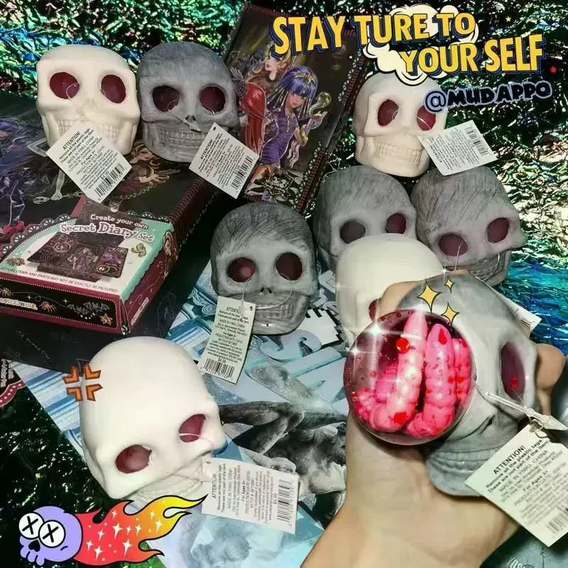 Squeezable Skull Halloween Stress Ball Fidget Decompression Toy