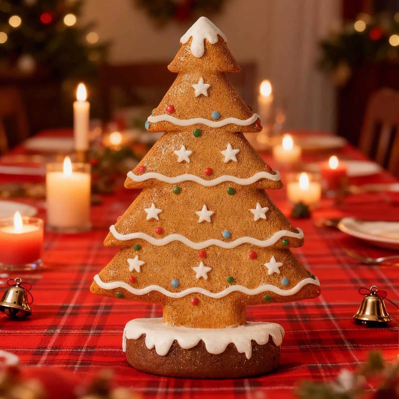 Table Christmas Tree Gingerbread Holiday Statue Gingerbread Tree Figurines Christmas Decorations For Holiday Indoor Desk Shelf Peaceful Pleasures Health and Wellness