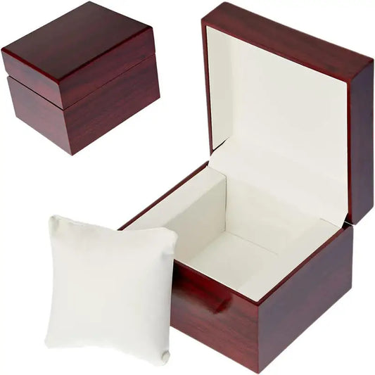 Luxury Wooden Watch Box with Display Pillow Jewelry Bracelet Case for Men Women Collector Storage Glass Top Gift Case Peaceful Pleasures Health and Wellness