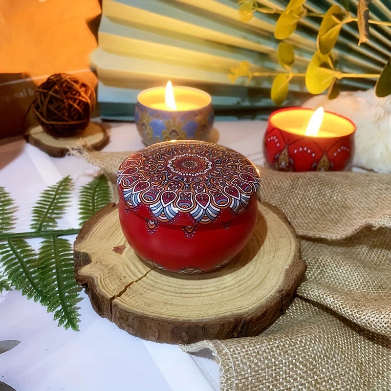 4-Pack Reusable Flower Tinplate Candle Tins with Lids