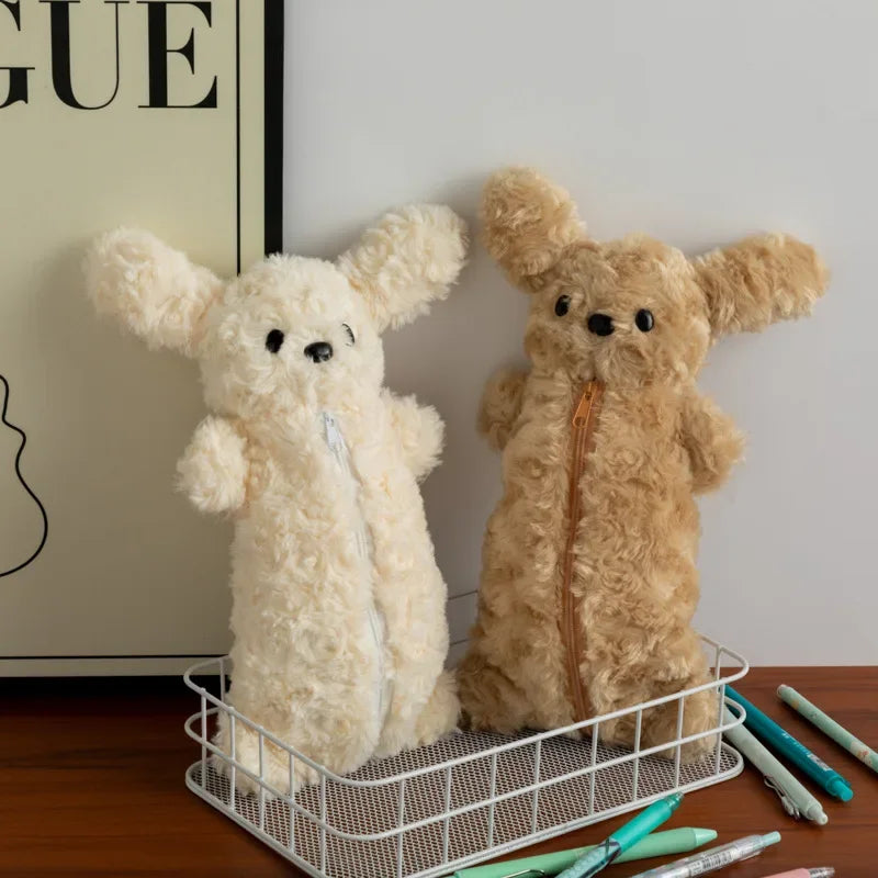 Korea Style Puppy Pencil Case Soft Plush School Stationary Cute Pencil Bag Big Capacity Pen Bag For Student Stationary Peaceful Pleasures Health and Wellness