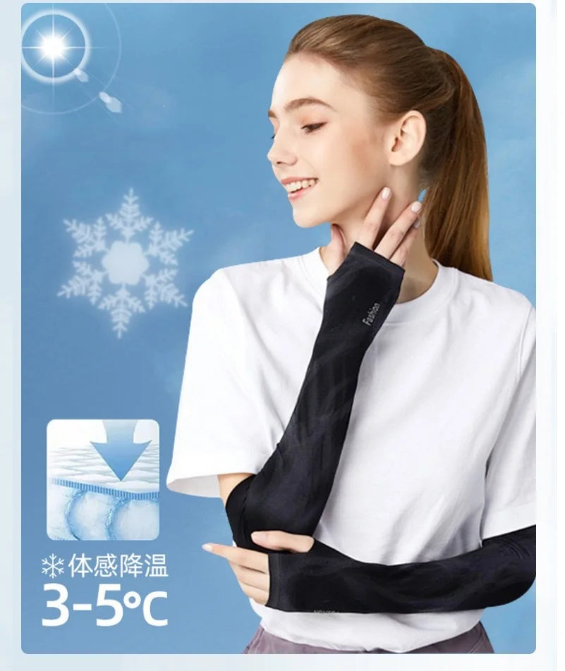 Summer Outdoor s Sports Cycling Sunscreen Ice Skil Long Gloves Sunscreen Sleeves Peaceful Pleasures Health and Wellness