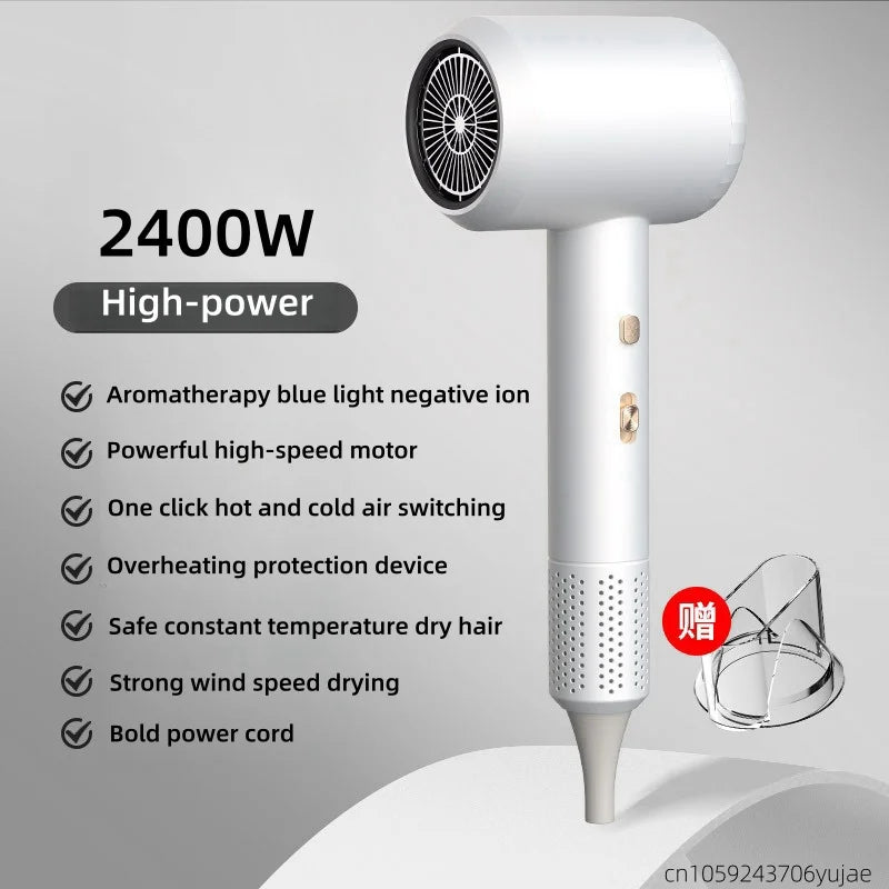 New Hammer Hair Dryer with High Airflow of 59 Seconds, Blue Light Ion Thermostatic Hair Care, Home Hair Salon Hairdryer Peaceful Pleasures Health and Wellness White -220V EU