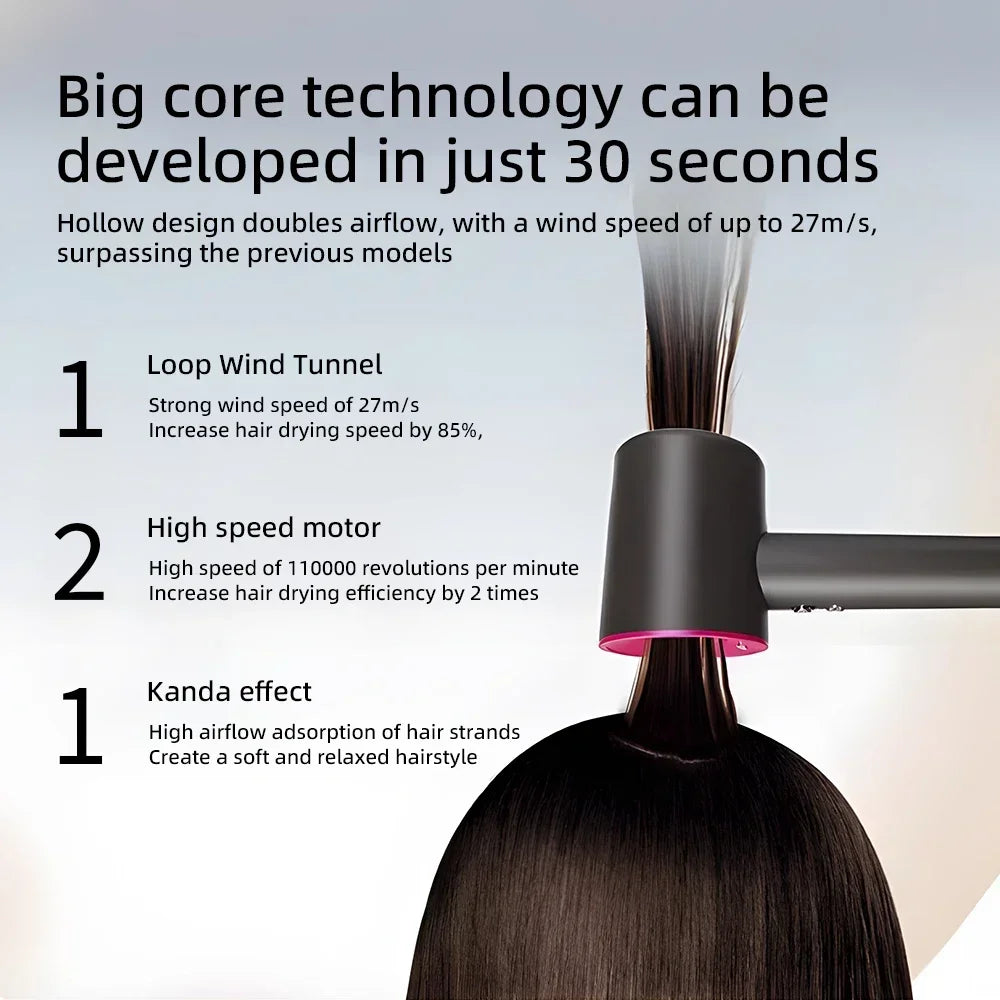 2026 Home Travel Professional Leafless Wall-mounted Hair Dryer Negative Ion with Air Collecting Scattering Nozzle Salon Tool Peaceful Pleasures Health and Wellness