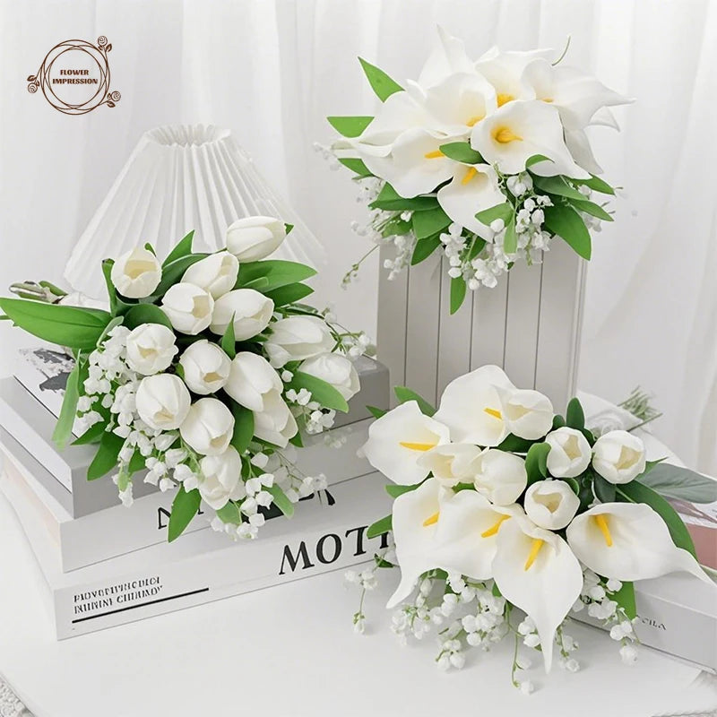 20Pcs White Silk Calla Lily Artificial Flowers for Wedding & Decor