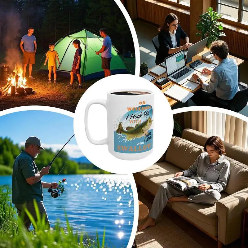 Fishing Theme Ceramic Coffee Mug | Funny Fisherman Gift