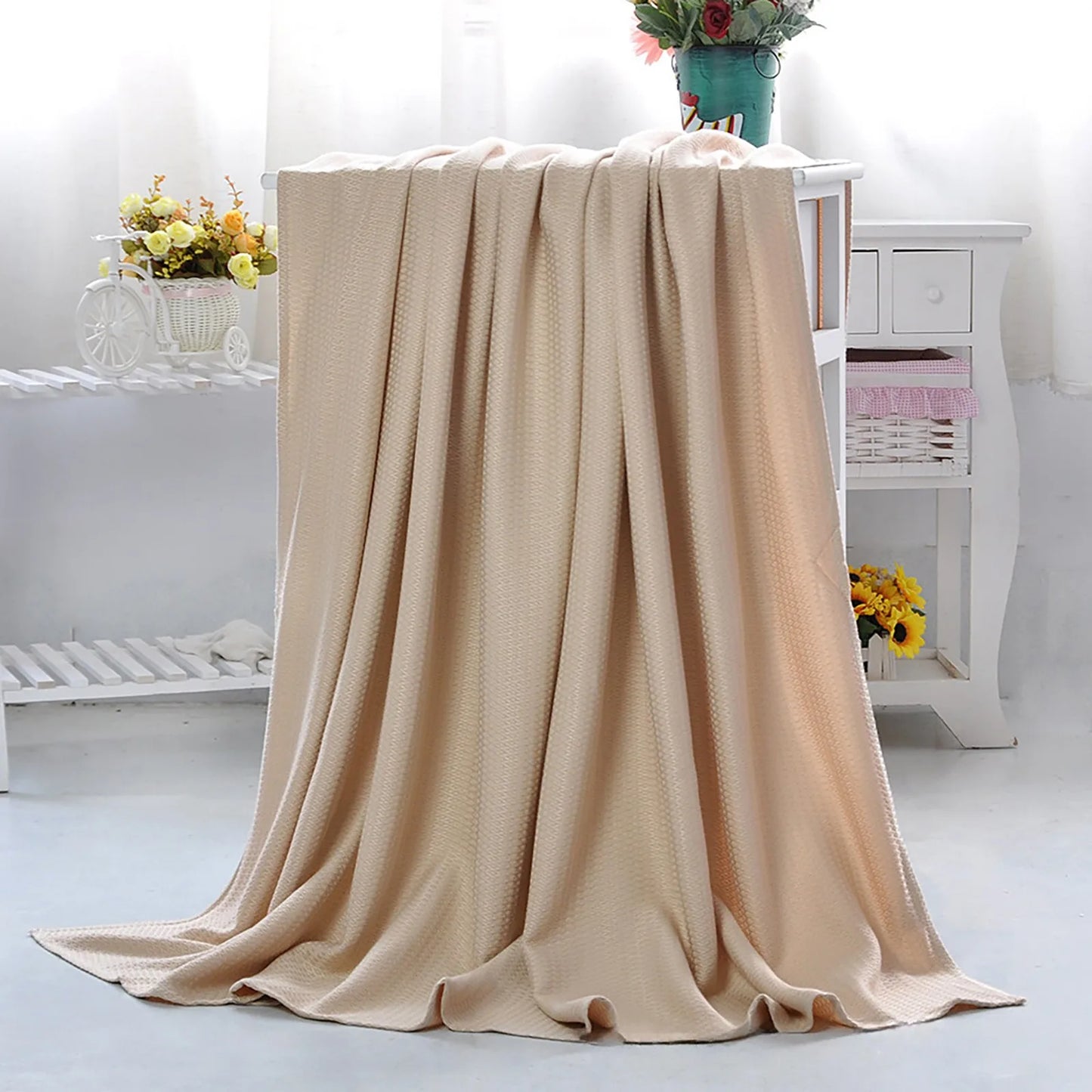 Summer Cooling Blanket Air Conditioning Quilt Skin-friendly Bamboos Fiber Light And Thin Breathable Cooling Quilt For Home Peaceful Pleasures Health and Wellness Camel M