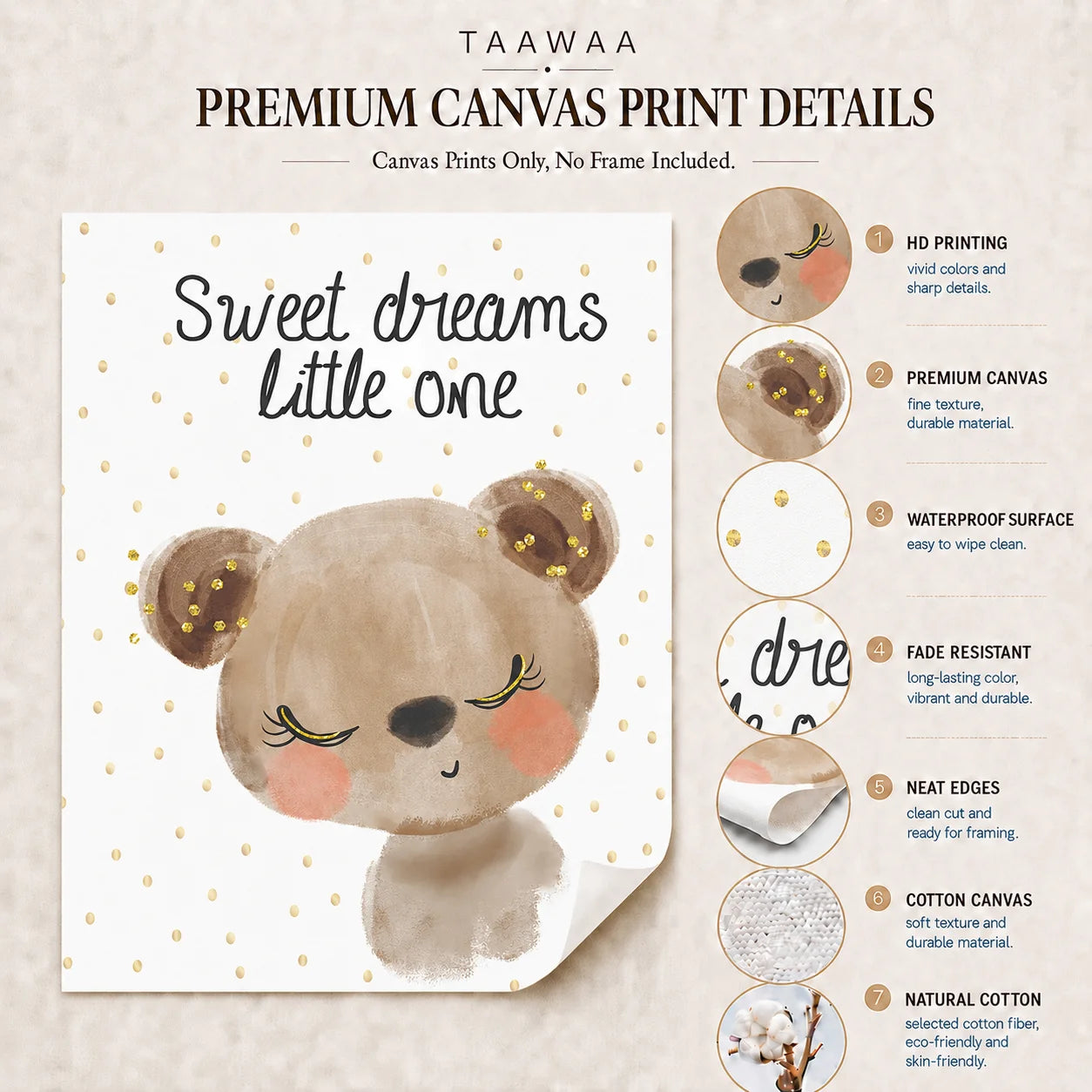 Nursery Animal Canvas Wall Art – Giraffe Bear Elephant Kids Print Nursery Canvas Print Peaceful Pleasures Health and Wellness