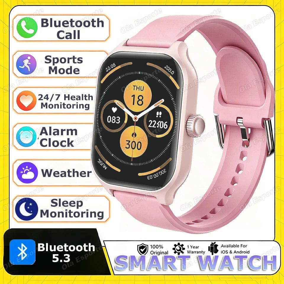 New Smart Watch 2.01 Inch HD Display Answer Make Call Message Preview Sport Modes DIY Dial Weather Forecast For Men Women HT30 Peaceful Pleasures Health and Wellness Pink