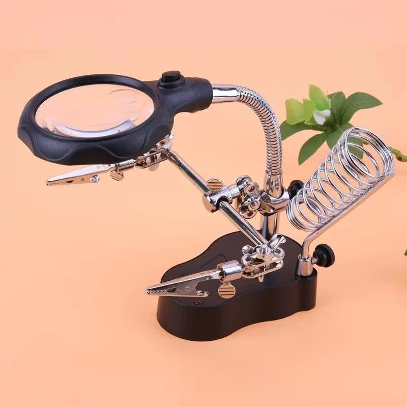 Desktop Magnifier Welding Magnifying Glass LED Holder Soldering
