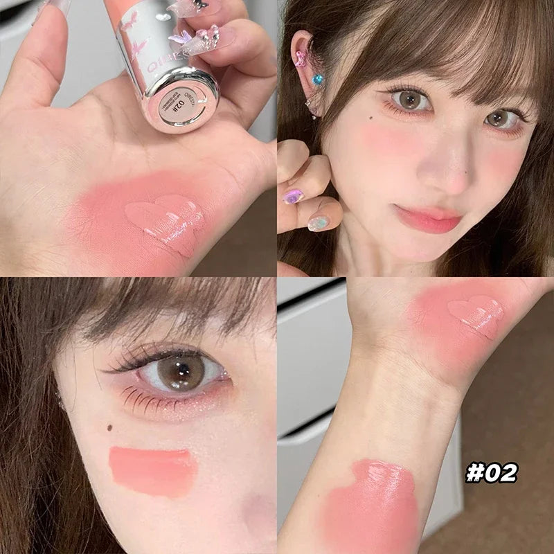 QIBEST Liquid Blusher Smooth Cheek Tint Long Lasting Hydrating Highlighter Stick Rouge Waterproof Face Blush Cosmetics For Women Peaceful Pleasures Health and Wellness 02