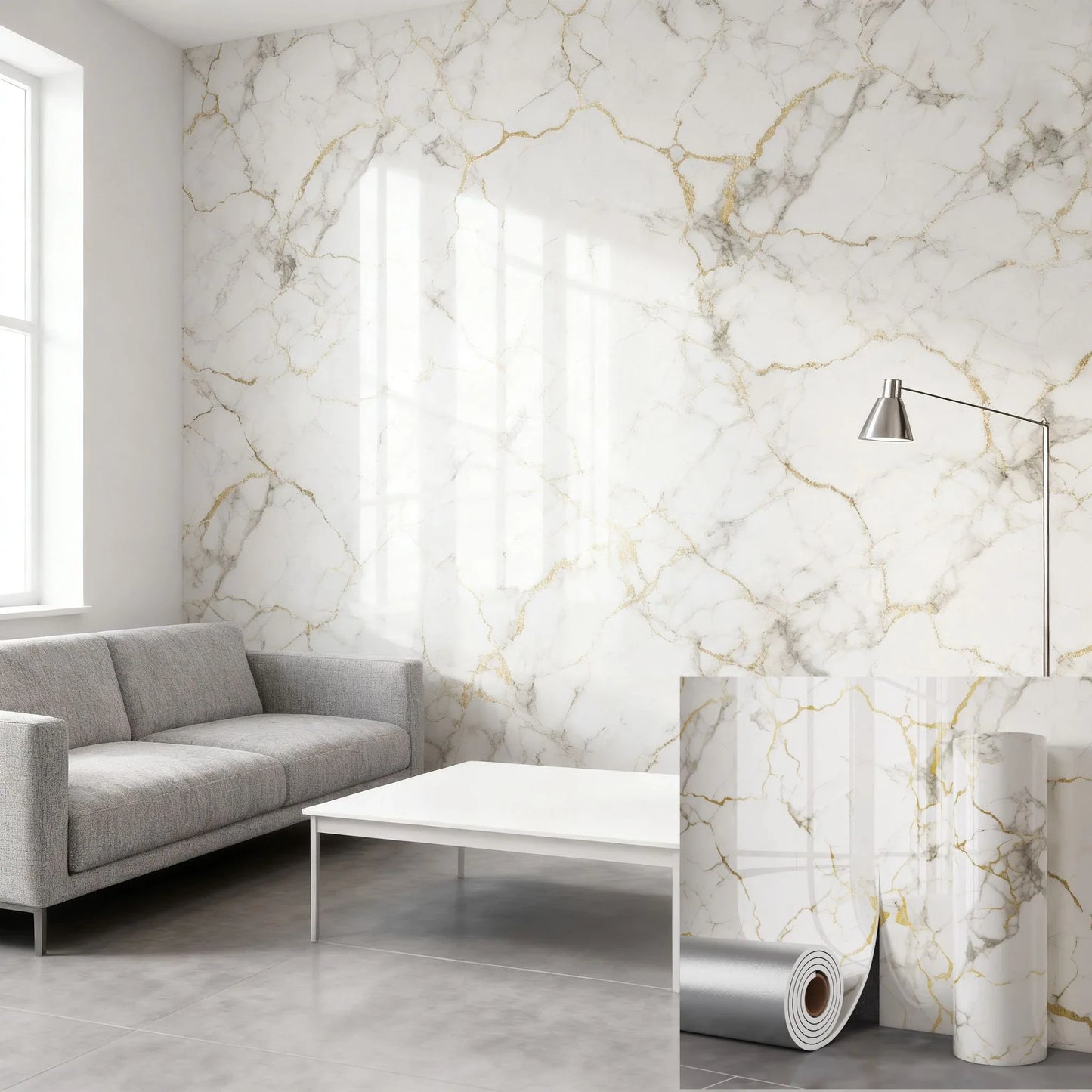 Marble Tile Peel & Stick Wallpaper – Waterproof Foam Wall Sticker