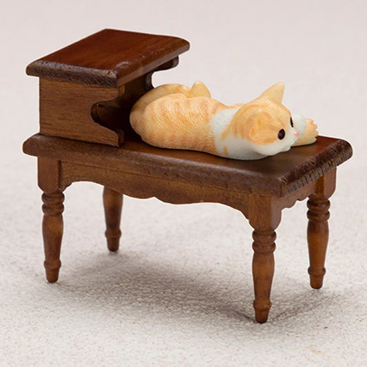 1/12 Miniature Double Layer Tea Table – Birch Wood Dollhouse Dollhouse Miniature Furniture Peaceful Pleasures Health and Wellness one size
