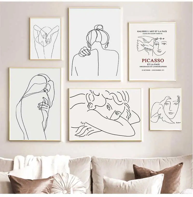 Nordic Black & White 3-Panel Canvas Wall Art | Living Room Print