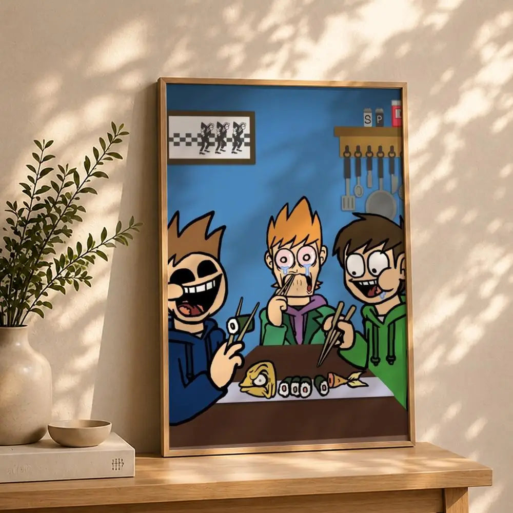 Eddsworld Cartoon Poster HD Self-Adhesive Waterproof Wall Art Wall Art Poster Peaceful Pleasures Health and Wellness White14 15X20cmNoframe