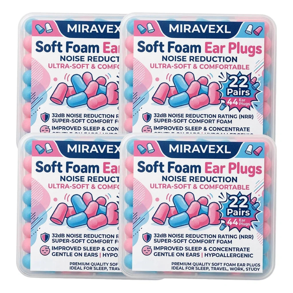 MIRAVEXL Soft Foam Ear Plugs – Sleep, Study & Noise Reduction