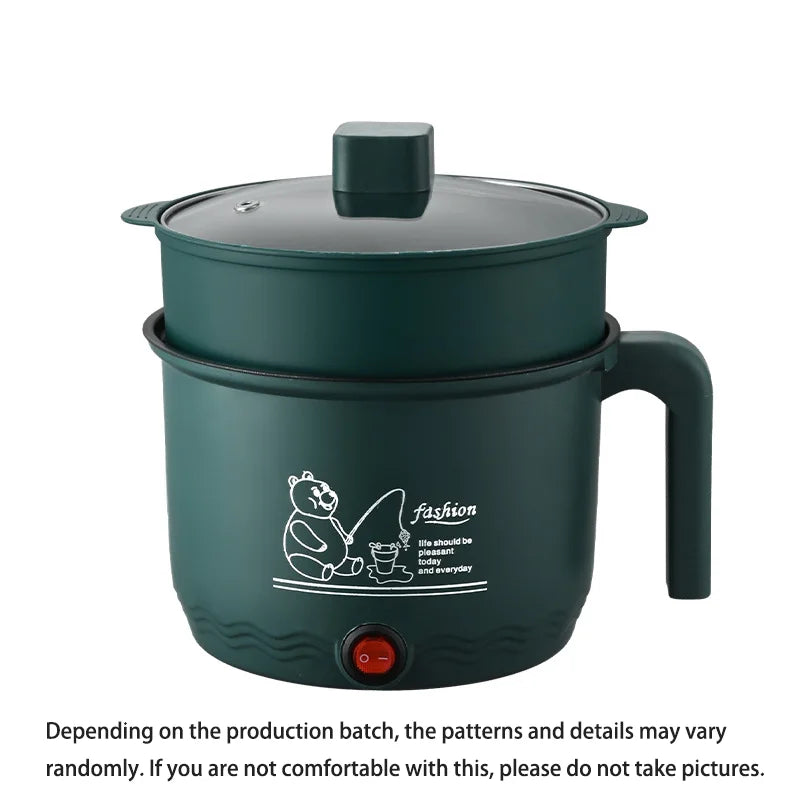 Mini Electric Hot Pot & Steamer 1.8L Non-Stick Cooker for 1-2
