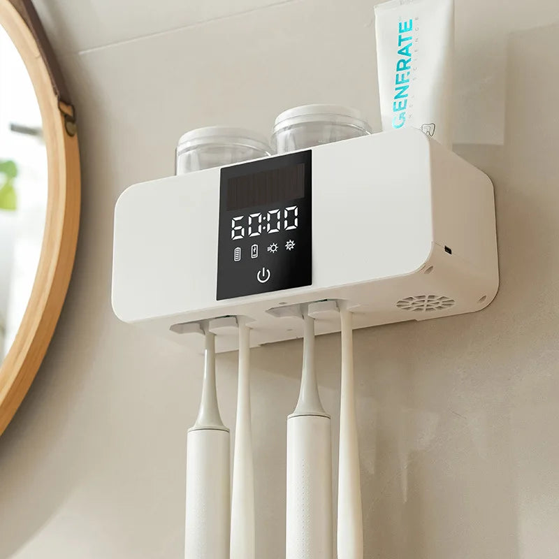 HOMEFISH Toothbrush Sterilizer Smart Air-dried Toothbrush Sterilizer Rechargeable Wall mounted Toothbrush Sterilization Dryer Peaceful Pleasures Health and Wellness