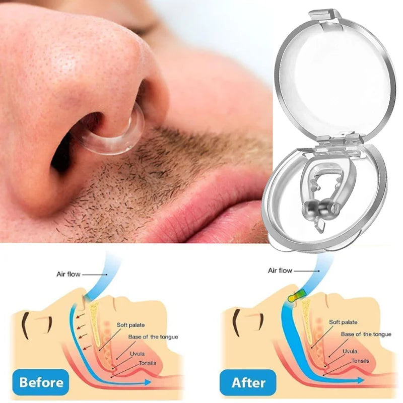 Silicone Magnetic Nose Clip Anti-Snore Sleep Aid with Case
