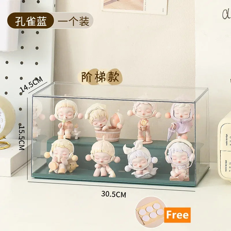 Acrylic Display Case for Action Figures Dustproof Protection Showcase for Collectible Pop Figures and Toys Box Organizer Peaceful Pleasures Health and Wellness Blue 2 Ladder