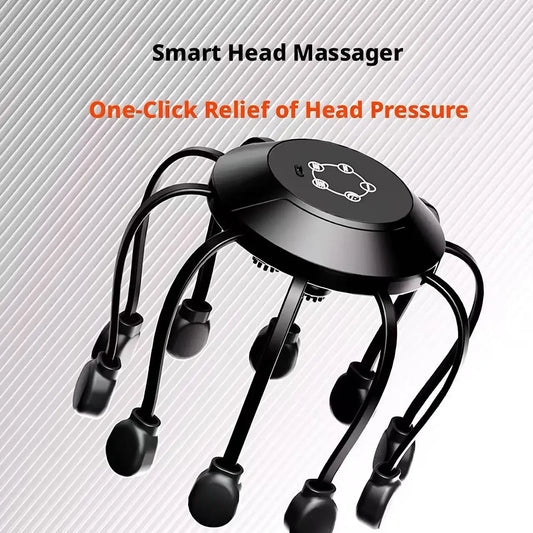 360° Octopus Head Massager Rechargeable Long Battery Life Electric Vibration Multi-dimensional Scalp Relax Massage Device Peaceful Pleasures Health and Wellness
