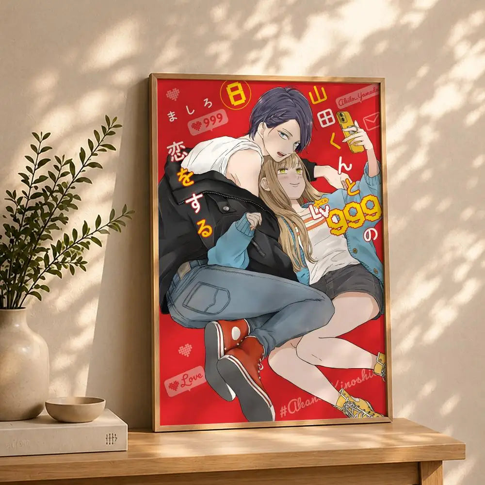 Anime M-My Love Story with Yamada-kun at Lv999S Poster HD Self Adhesive Waterproof Wall Art Ideal for Home Office Dorm Bedroom Peaceful Pleasures Health and Wellness White2 40X50cmNoframe