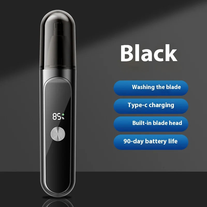 Rechargeable Electric Nose Hair Trimmer Hair Trimmer Nose Hair Remover Scissors Cleaning Tool Men's Shaving Knife Peaceful Pleasures Health and Wellness Black