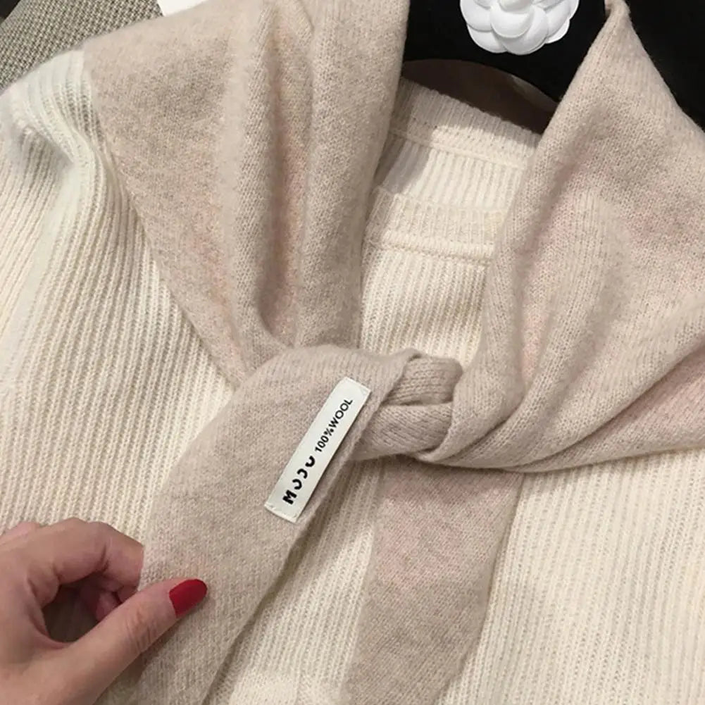 Korean Knit Triangle Scarf – Women's Warm Wool Neck Wrap Shawl Knitted Neck Scarf Peaceful Pleasures Health and Wellness