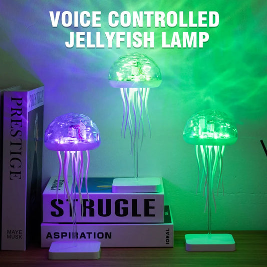 Jellyfish LED Night Light RGB Rotating Voice Control Lamp LED Night Light Peaceful Pleasures Health and Wellness