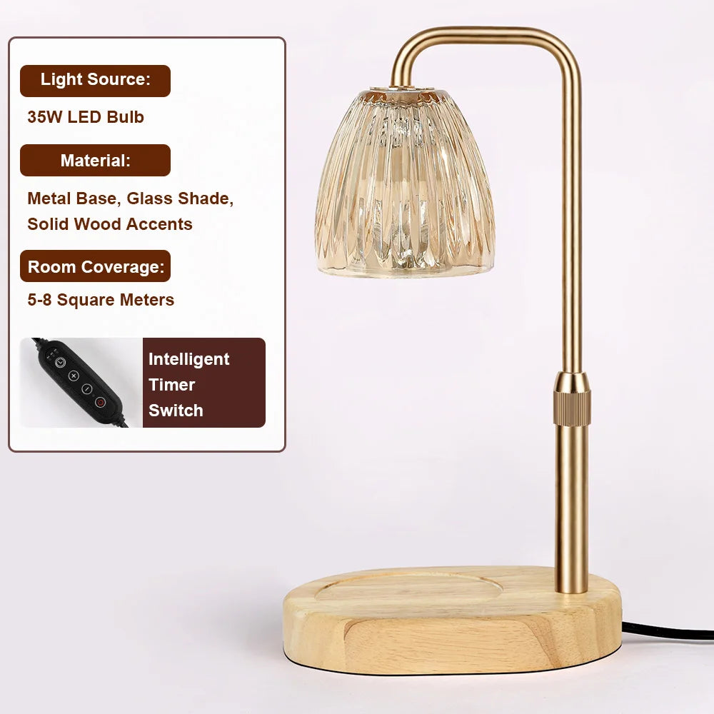 RUNTOIN Timer Candle Warmer Lamp | Striped Glass Wax Melts