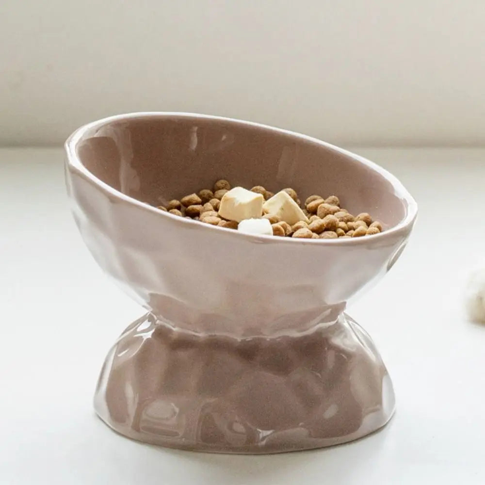 Ceramic Pet Bowl – Non-Slip Slanted & Flat Feeder for Cats & Dogs