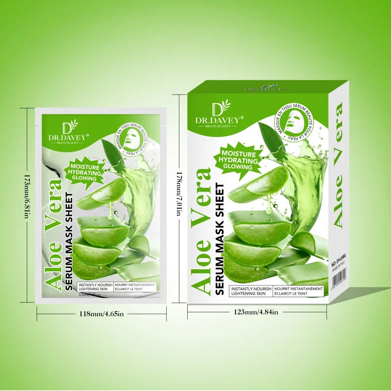 Aloe Vera Serum Facial Mask Sheet Facial Care Moisturizing and Tender Skin Easy to Absorb Portable 10 Tablets/Box Peaceful Pleasures Health and Wellness