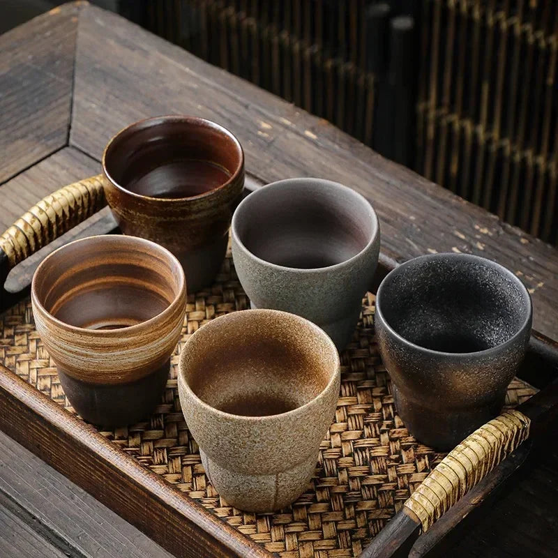 Master's Cup Japanese Retro Rough Pottery Kung Fu Tea Set Personal Ceramic Water Cup Peaceful Pleasures Health and Wellness