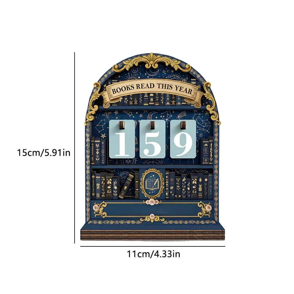 Retro Wooden Reading Tracker Counter – Up to 999 Books