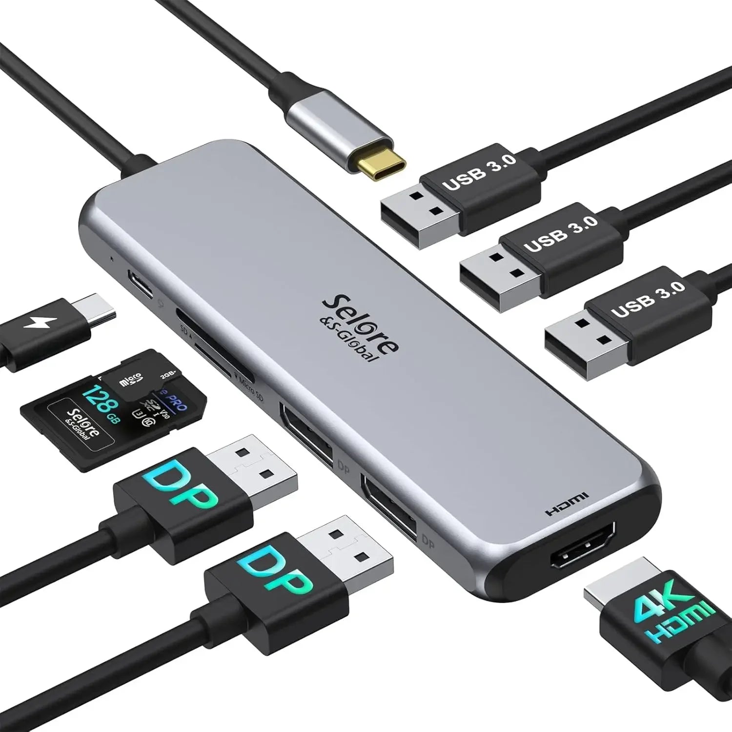 9-in-1 USB-C Docking Station with Dual DisplayPort, HDMI, 3 USB 3.0 Ports, SD/TF Slots & 100W PD Charging Peaceful Pleasures Health and Wellness United States