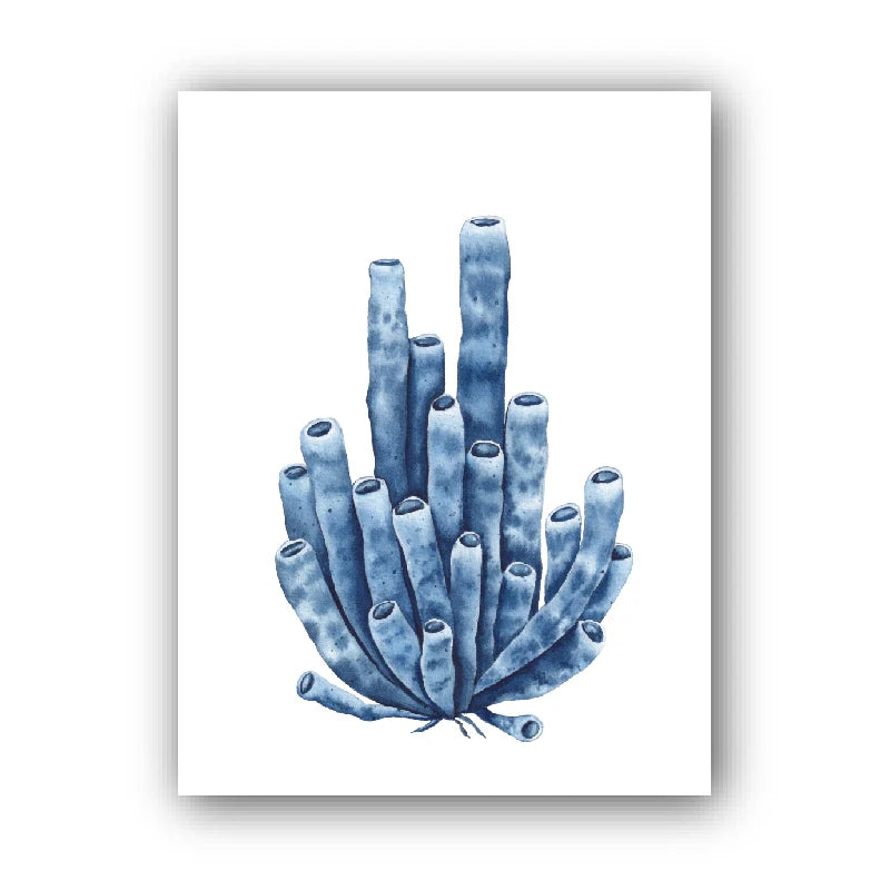 Blue Coral Watercolor Canvas Wall Art | Coastal Seaweed Print Canvas Wall Art Peaceful Pleasures Health and Wellness