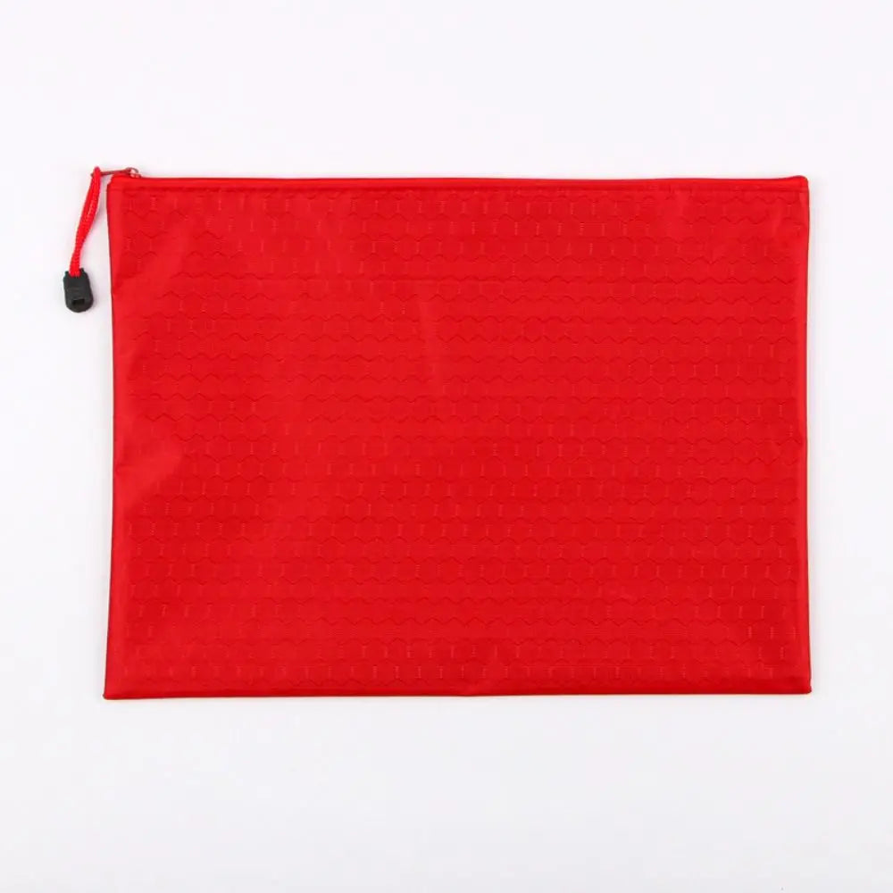 Color A4 Zipper File Bag Portable Waterproof Stationery Storage Mesh Bag Large Capacity Oxford Cloth File Folder Data Storage Peaceful Pleasures Health and Wellness red