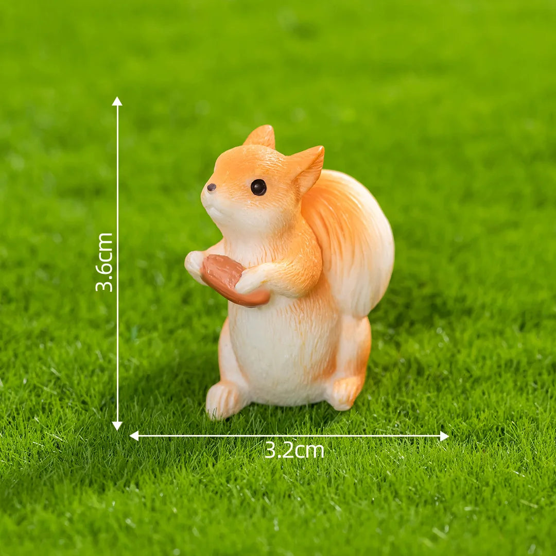 Squirrel Figurine Miniatures Pine Cones Cute Mini Animals Figurine Model for Desk Garden Decoration for Home Resin Diy Crafts Peaceful Pleasures Health and Wellness 02