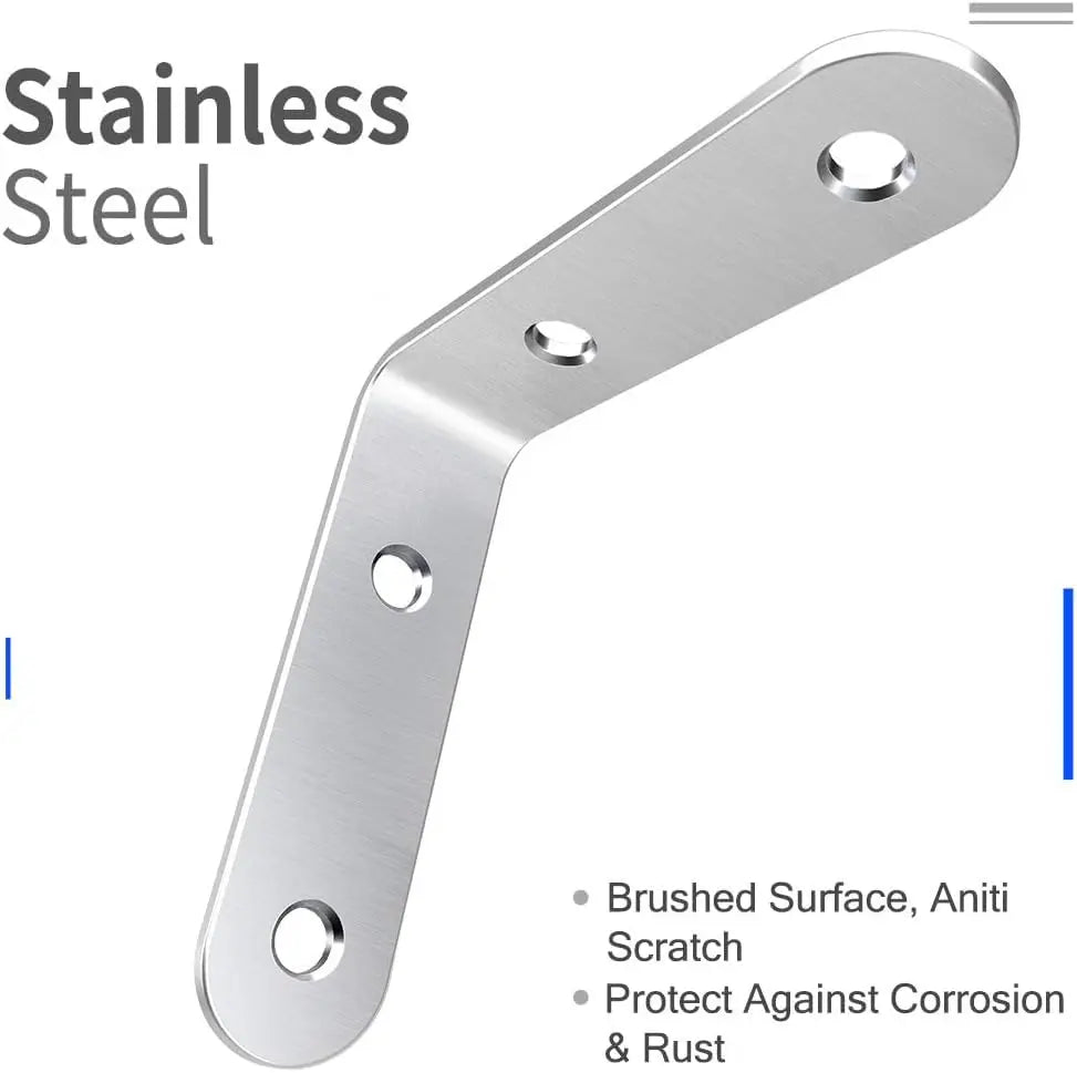 L Brackets Stainless Steel Corner Braces Screws 90 Right Angle Shelf