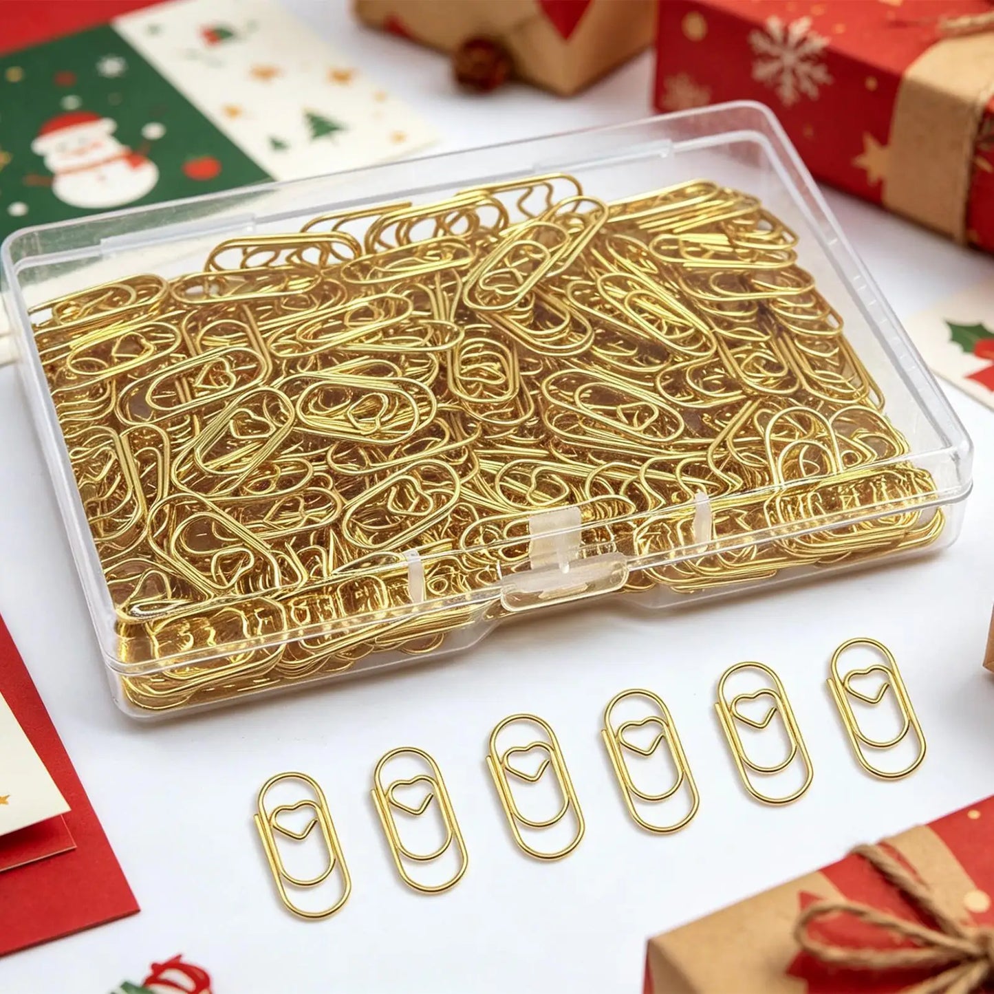 100Pcs Gold Heart Paper Clips – Decorative Binder Clamps