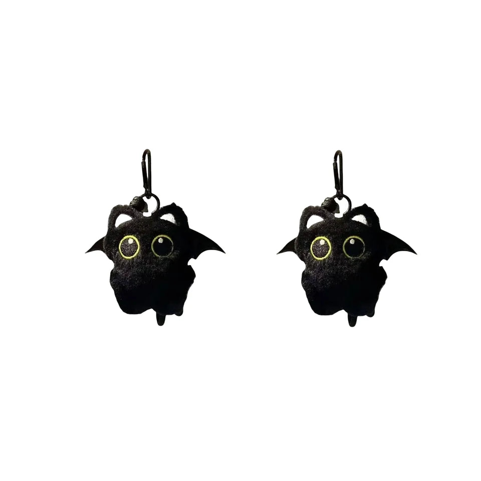 Black Cat Plush Keychain Charm | Cute Stuffed Cat Bag Pendant Plush Keychain Charm Peaceful Pleasures Health and Wellness C 2pcs