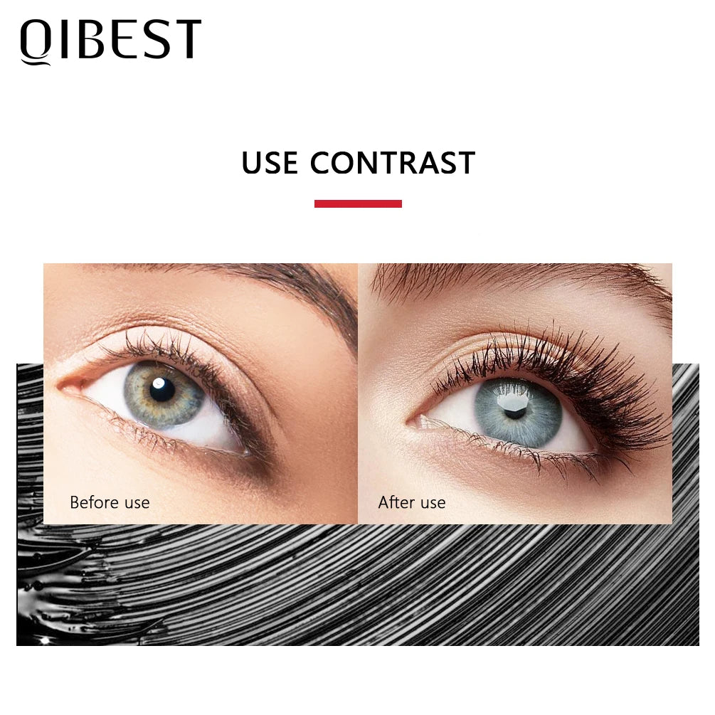 QIBEST 4D Mascara Black Curling Lash Eyelash Extension Waterproof Liquid Volume Silky Mascara Long Lasting Eye Cosmetics Peaceful Pleasures Health and Wellness