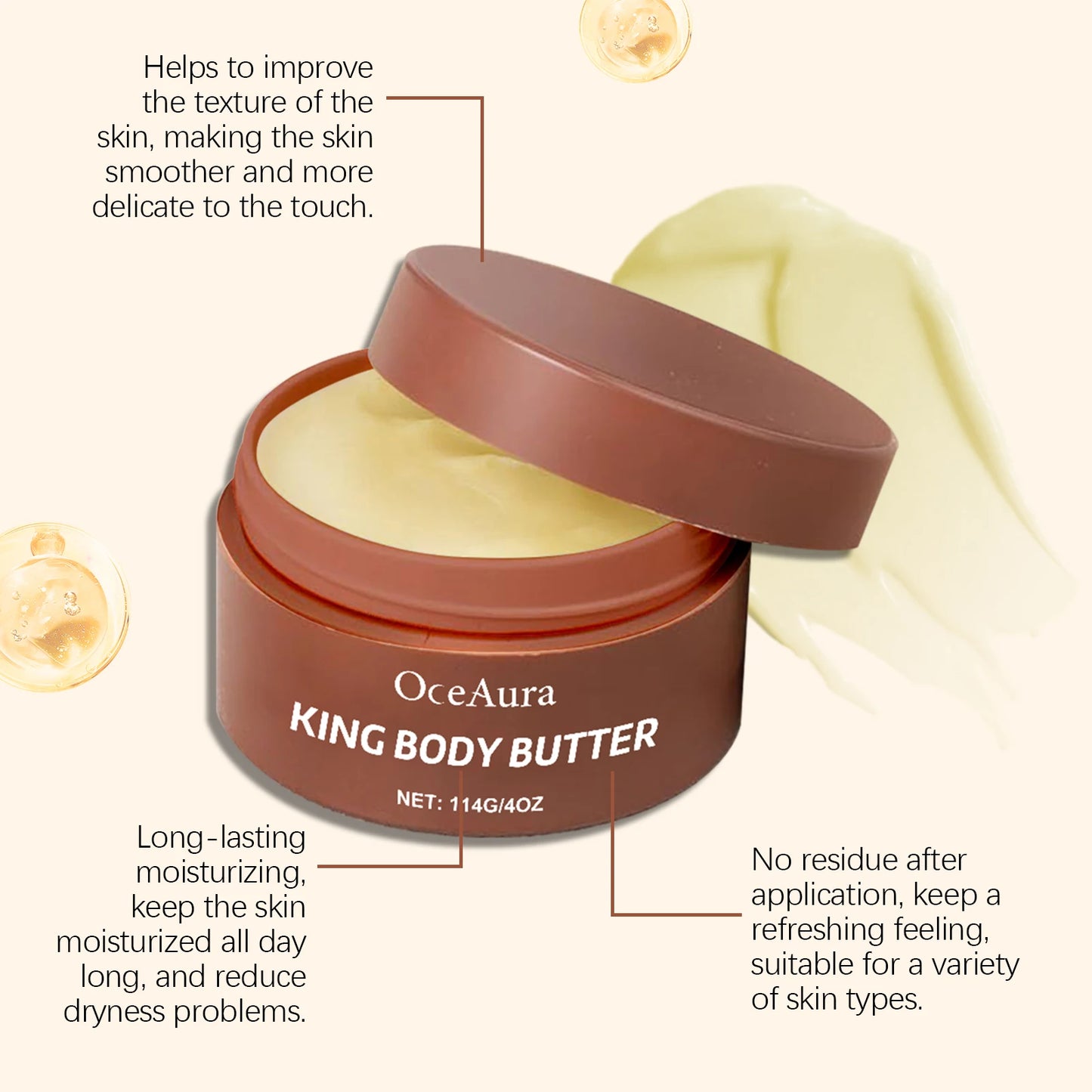 OceAura Shea Butter Body Cream – Deep Moisturizer 114g