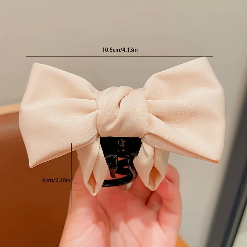3-Pack Satin Bow Hair Clips | Large Firm Disc Grip for Women