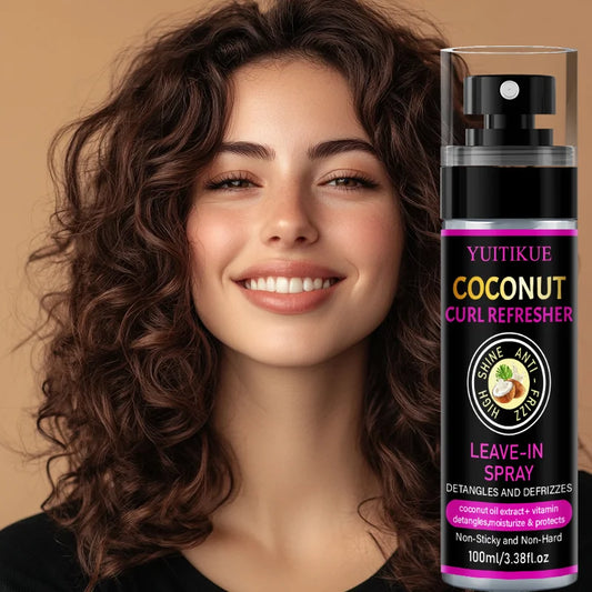 YUITIKUE Coconut Curl Refresher Spray | Leave-In Detangler Curl Refresher Spray Oasis Select