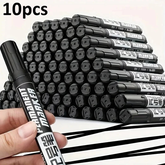 10-Pack Black Permanent Markers – Waterproof Multi-Surface Pens Permanent Marker Set Peaceful Pleasures Health and Wellness