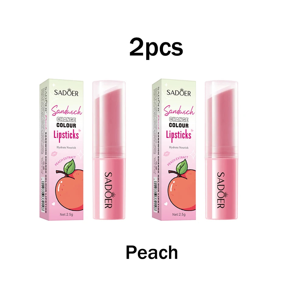 Honey peach sandwich warm changing water lipstick moisturizing warm changing lipstick 2.5g Peaceful Pleasures Health and Wellness 2pcs Peach 2.5g